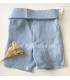 Pantalon bermuda lino cremallera azul